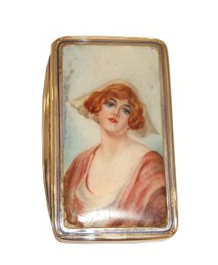 Srebrna tabakera s portretom žene u emajlu