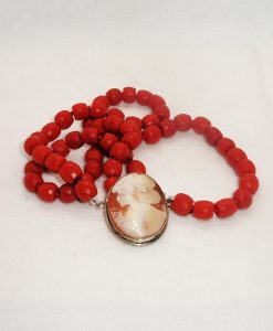 Coral and Cameo Necklace