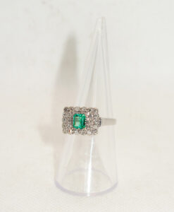 Emerald & Diamond White Gold Ring